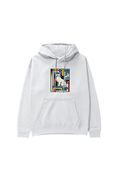 The Lucid Lab Bauhaus Cat Hoodie - White