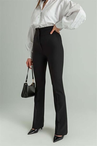 Dipmoda Women's High-Waisted Spanish Flare Pants Dpqns046 - Black