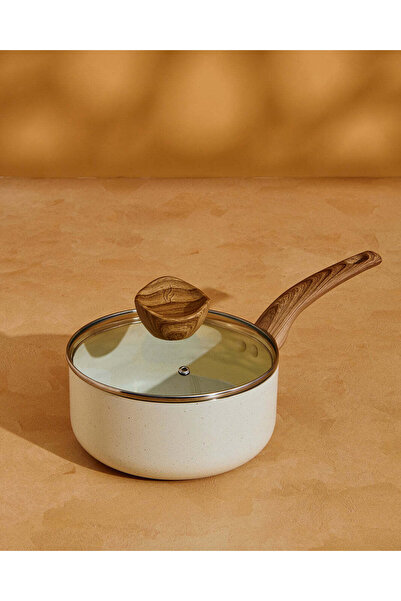 REDTAG Beige Aluminum Non Stick Saucepan With Glass Lid