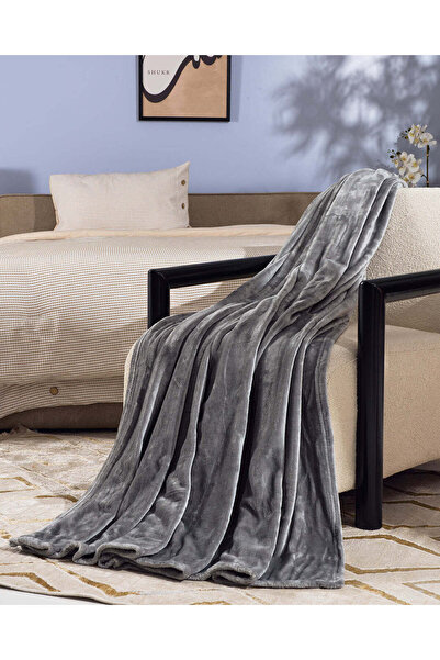 REDTAG Grey Flannel Blanket (Double Size)