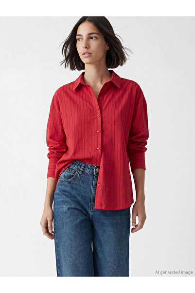 LC Waikiki Nevavm Striped Oversize Women's Shirt with a Difference