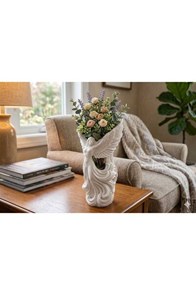 3D MESHİNG Dekoratif Melek Figürlü Meshing Vazo - Estetik ve Zarif Tasarım