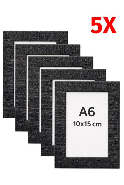 Sadrazam 5 rame foto A6 din plastic negru cu sticlă – 10x15 cm, pentru agățat...