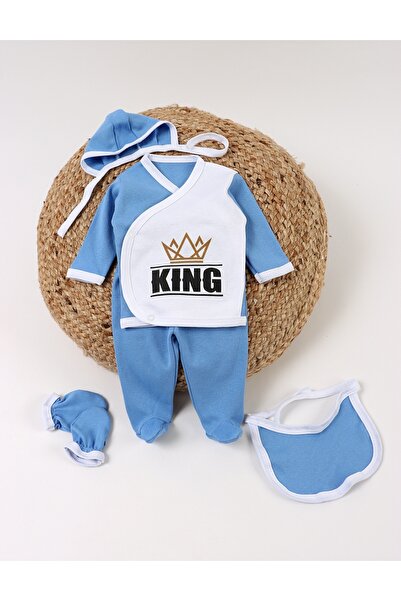 MiniKids Costumas 5 piese, King, alb-albastru