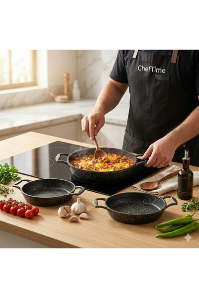 CHEFTİME Premium Kalite 3'lü Sahan (18-20-22cm)