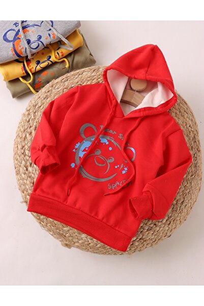 MiniKids Bear Star sweatshirt, red