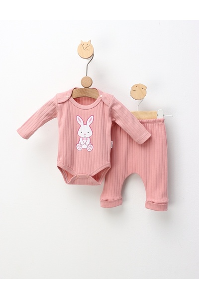 MiniKids 2-piece set, Happy Rabbit, dusty pink