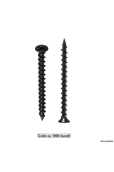 TECLA EDITION Set 1000 Suruburi autofiletante pentru gips-carton, 4.8x120 mm,...