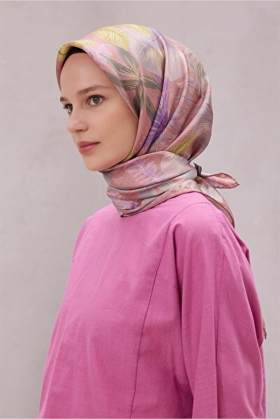 Belli ÇİÇEKLİ DESEN İPEK EŞARP 4225D (TWILL) SOMON - 55