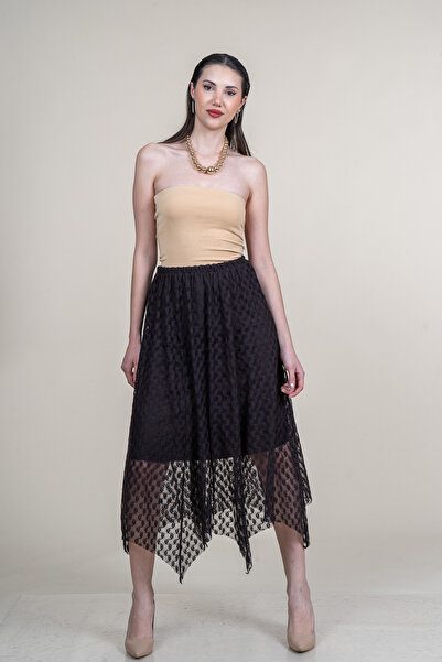 MissVina Ασύμμετρη κοπή με ελαστική μέση Τούλι Φούστα 6881