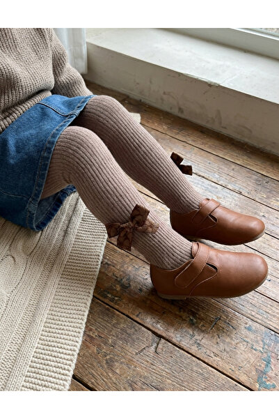 MiniKids Παιδικό καλσόν Boston με φιόγκο, καφέ μοντέλο