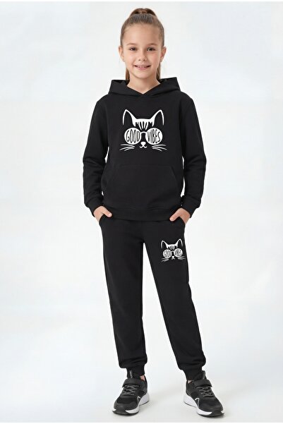 FYK KİDS Спортивний костюм для дівчаток з капюшоном, кишенями-кенгуру та прин...