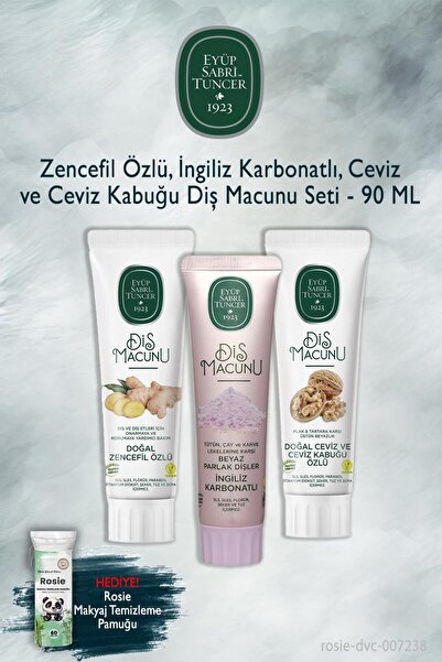 Eyüp Sabri Tuncer 3 Pieces of 90 ml Ginger, Carbonate, Walnut Toothpaste, Rosie
