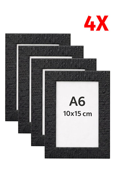 Sadrazam 4 Rame foto A6 din plastic negru cu sticlă – 10x15 cm, pentru agățat...