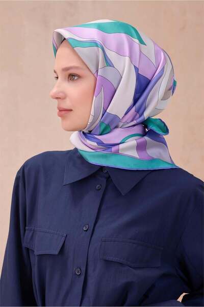 Belli Κασκόλ Twill Μετάξι - 4108-83 Λιλά Μπλε Γκρι