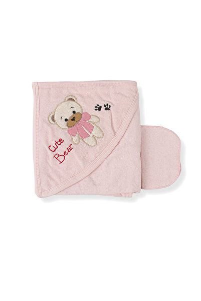 MiniKids Bath towel, Cute Bear, pink