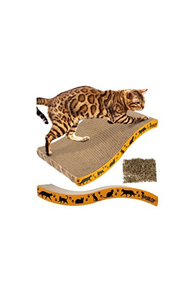 Purlov Cat Scratching Device, Cardboard, Reusable, 22.5x43x4cm, Brown