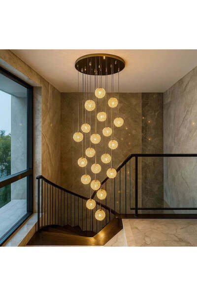 RFAN LED Chandelier RFAN, Model H98022-20, Crystal Texture, Metal, 20 X G9, Gold