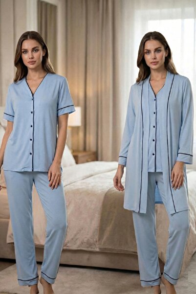 Puerpera Cotton Pcs Women's Short Sleeve Button-Front Dressing Gown Pajama Se...