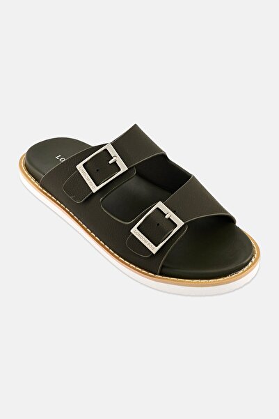 London Fog Men Adjustable Slip On Arabic Sandals, Olive