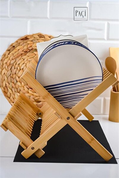 Paçi Kitchen Serisi Bambu Katlanabilir Tabaklık-Bulaşıklık 47x32 cm