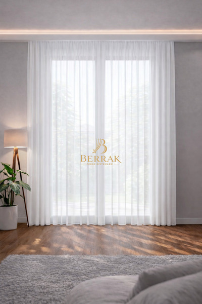 BerrakPerde Beyaz Grek Tül Perde, Sık Pileli, Kullanıma Hazır, Mutfak Perdesi