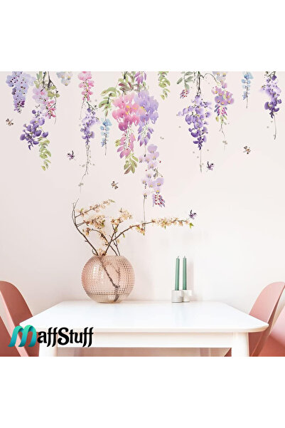 MaffStuff Sticker decorativ de perete cu flori de glicină mov 70x42 cm MaffSt...