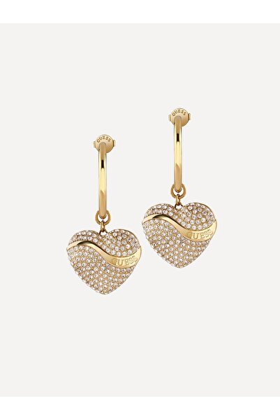 Guess 25mm Crystal Hearts Hoops