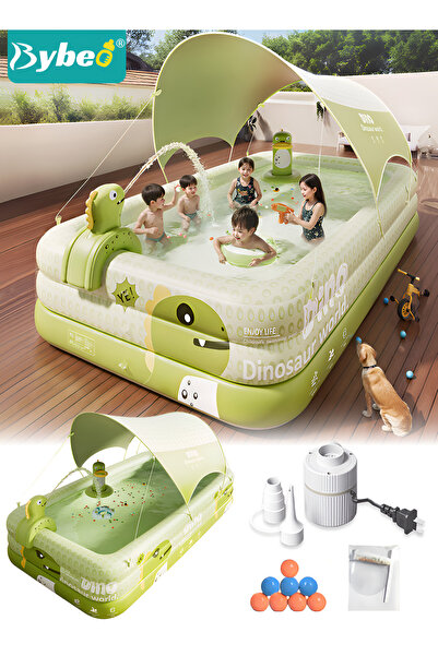 BYBEO مسبح قابل للنفخ مع مظلة للأطفال والكبار والعائلة، مناسب للمسابح الخارجي...