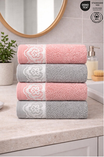 Ellaline MILANO Σετ Με γκιπούρ δαντέλα πετσετών 4τμχ 100% Βαμβάκι Πιστοποιημέ...