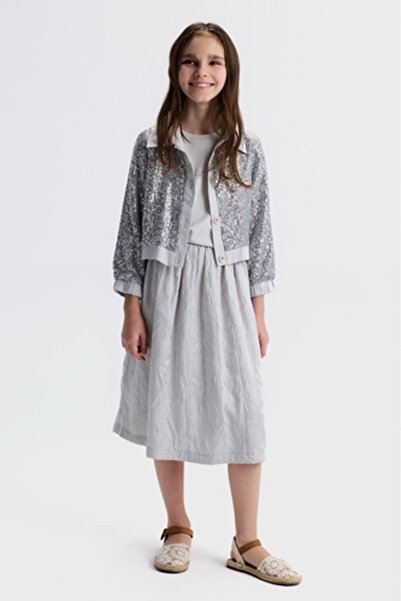 nk kids 51308 Glitter Skirt 8/14 Gray