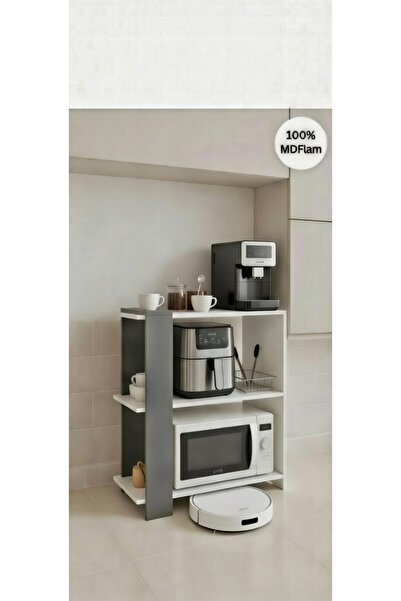 Mobx Modern Tasarım Kahve Köşesi & Mutfak Rafı %100 MDFLAM Kahve Makinesi Air...