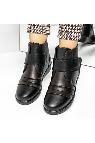 Modlet.ro Γυναικείες μαύρες και καφέ μπότες πλατφόρμας MOD14157