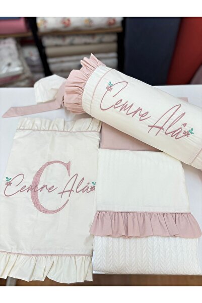 GAYE EV TEKSTİLİ Embroidered Baby Pique Set Cotton (with Candy Pillow)