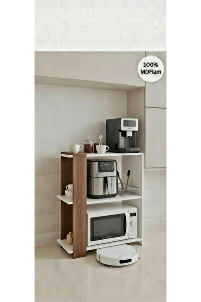 Mobx Modern Tasarım Kahve Köşesi & Mutfak Rafı %100 MDFLAM Kahve Makinesi Air...