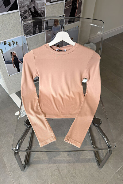 MAGARDE Fingerless Long Sleeve Bodysuit - Pudra