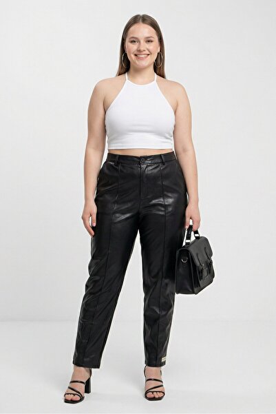 The Giving Movement Women Skinny Fit Solid Leather Pants, Black