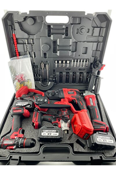 Lizbon 21V Akülü 5'li Set Hilti Kırıcı Delici Matkap Taşlama Somun Sıkma Buda...