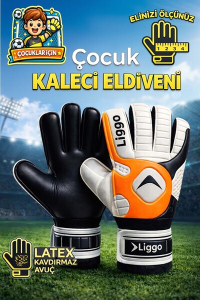 Allians Çocuk Kaleci Eldiveni, Bilek Bandajlı, 5-6-7 Numara, Spor ve Antrenma...