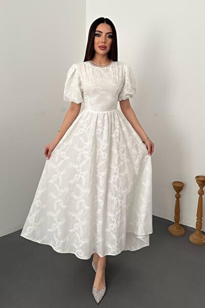 Lady Pixie Back Side Tie-Detail Embroidered Dress