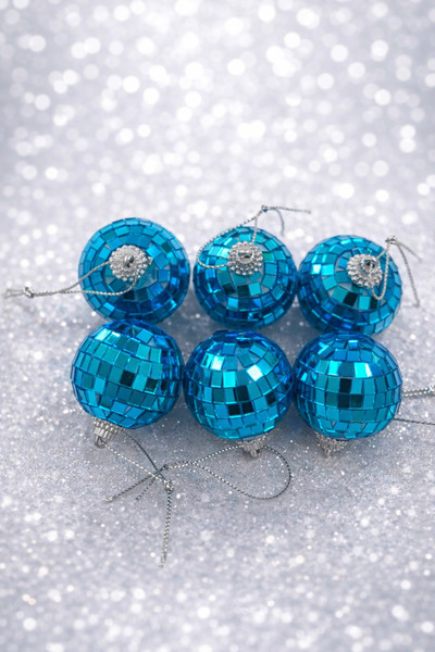 PARTİPORT 6-Piece Red Disco Cake Christmas Ornament 4 cm – Mirror Ball Cake D...