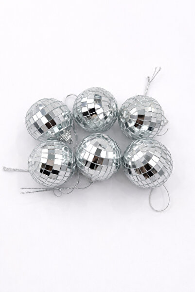 PARTİPORT 6-Piece Red Disco Cake Christmas Ornament 4 cm – Mirror Ball Cake D...