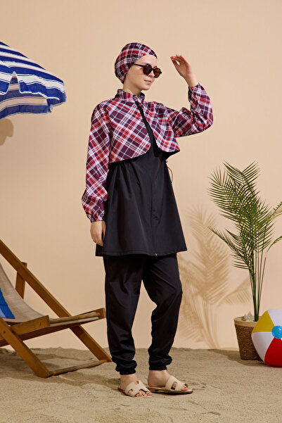 GAVLİA Women's Hijab Swimsuit Set of 4 - Full Zipper Closure..