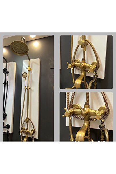 banyosepeti Antik Gold Duş Sistemi Antik Gold Duş Seti Batarya Dahil Klasik V...