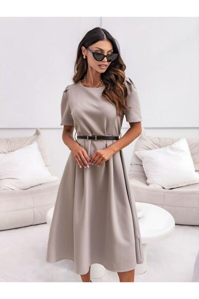 GLAMSI Day dress with thin buckle made of eco- Leather