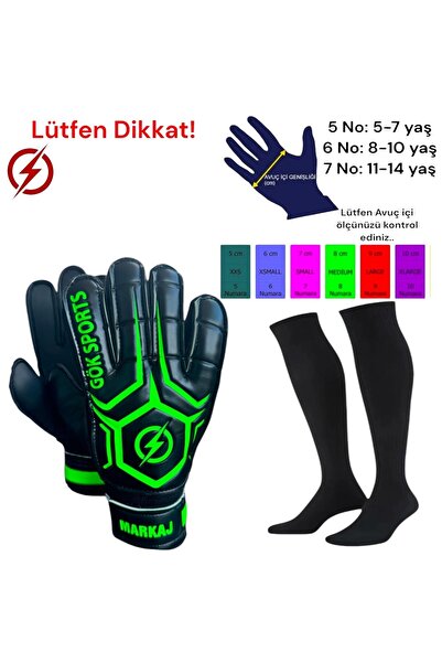 Allians Çocuk Kaleci Eldiveni, Kemikli, Bilek Bandajlı, Parmak Destekli, Futb...