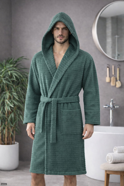 Redclick 100% قطن قطن قطعة رداء حمام بغطاء للرأس للنساء والرجال مقاس S بجيوب ...