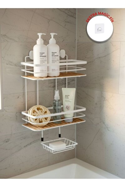 Store HGY HOME 2 Fonksiyonlu Beyaz Due İki Katlı Dikdörtgen Maxi Şampuanlık Y...