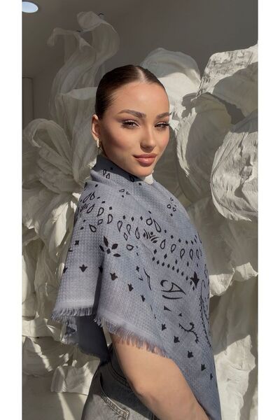 Luminos Butik Kujten Patterned Indigo P Cotton U Shawl Sal1401