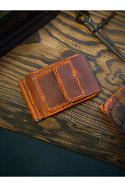 MY Leather Magneto Handmade Genuine Leather Magnet Money Clip Card Holder